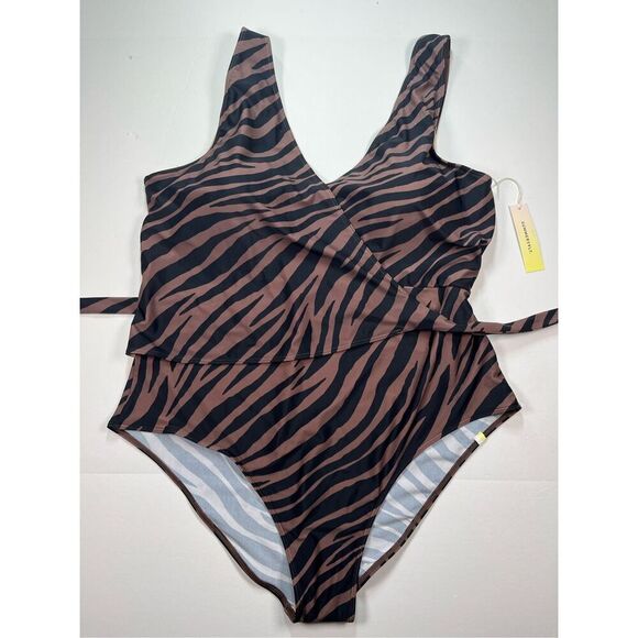 NEW Summersalt The Wrap 1 Piece Side Tie Swim Bathing Suit Zebra Plus Size 22 - Picture 4 of 13